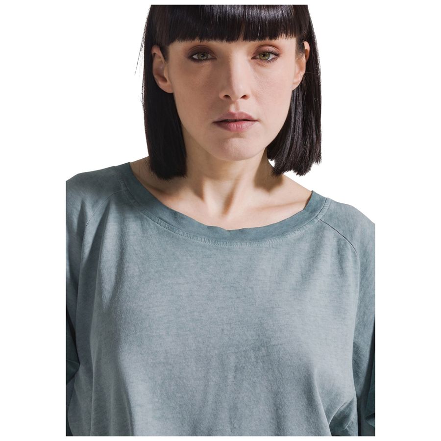 T-shirt effetto sfumato in cotone organico verde da donna Deha | D4260057620
